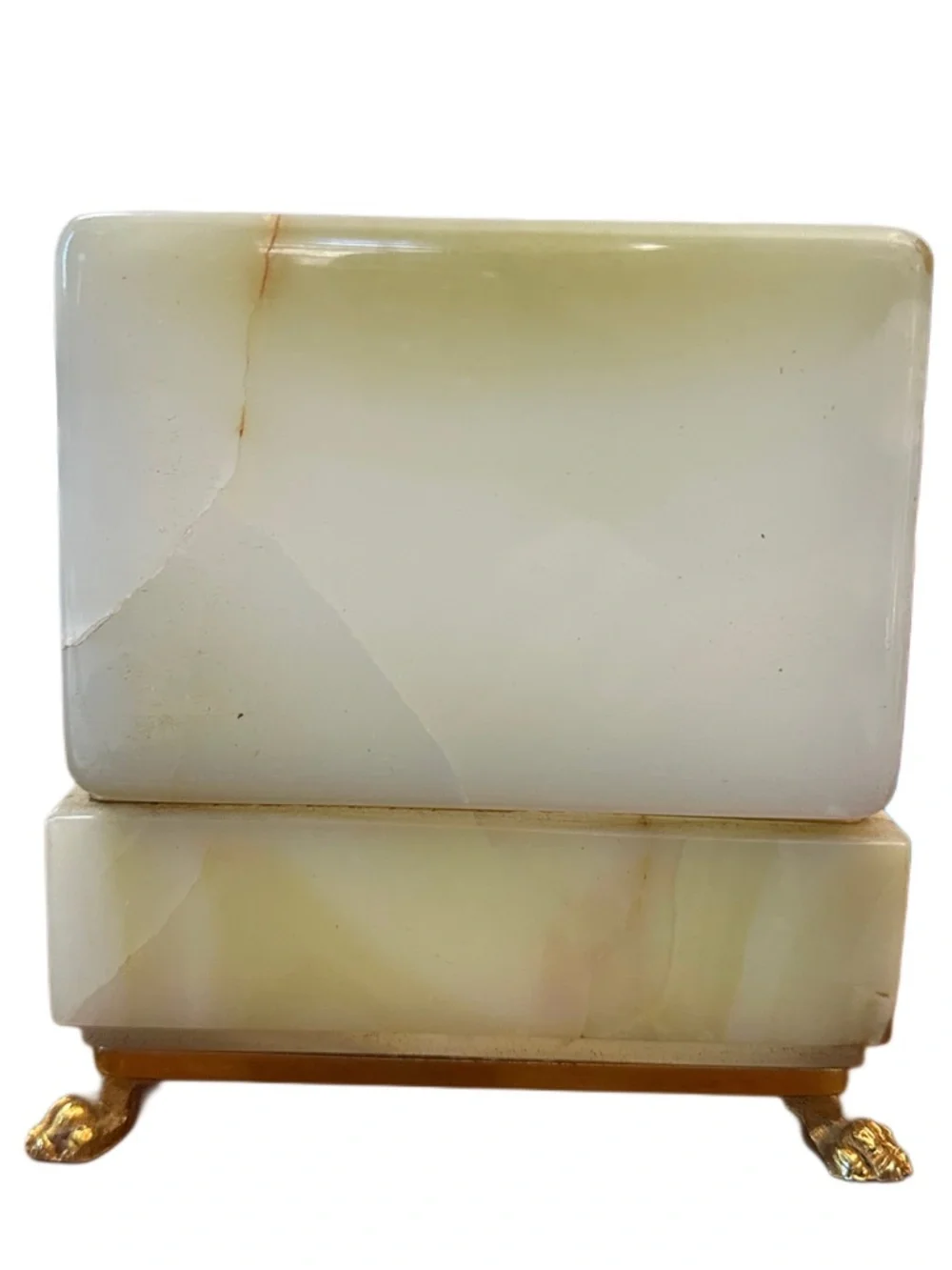 60s-70s Onyx Marble Trinket Jewelry box hand carved luminous hinged lid - Picture 6 of 13